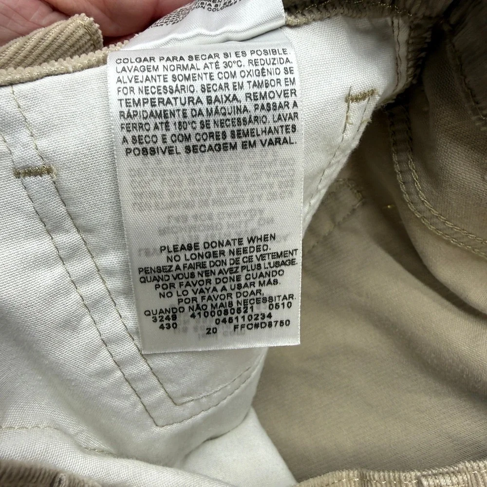 Levi's 511 Pants Mens 36x30 Tan Khaki Corduroy Skinny Casual Streetwear Trousers